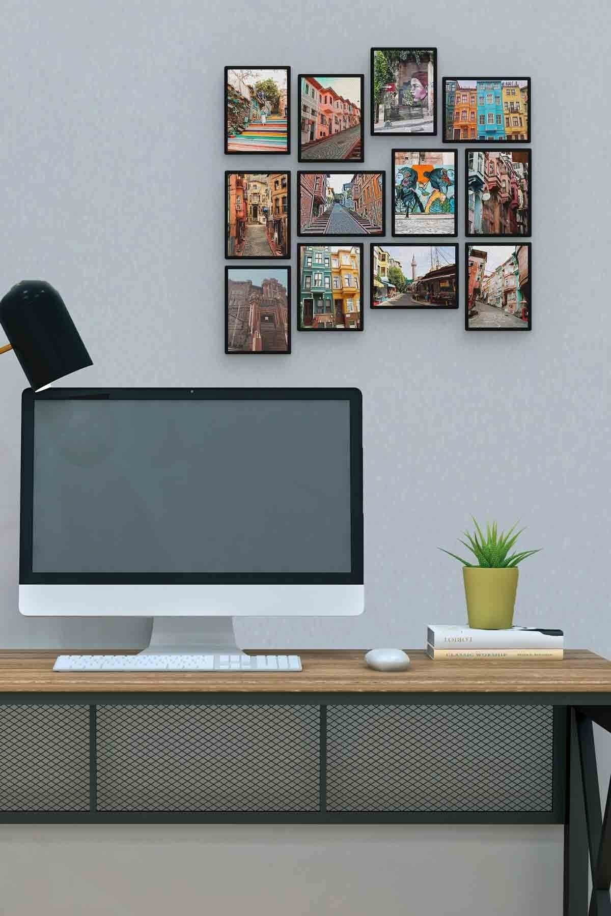 Pi Dekorasyon Balat Sokaklari 12 Parça Mdf (Ahşap) Tablo Ofis Boyu 