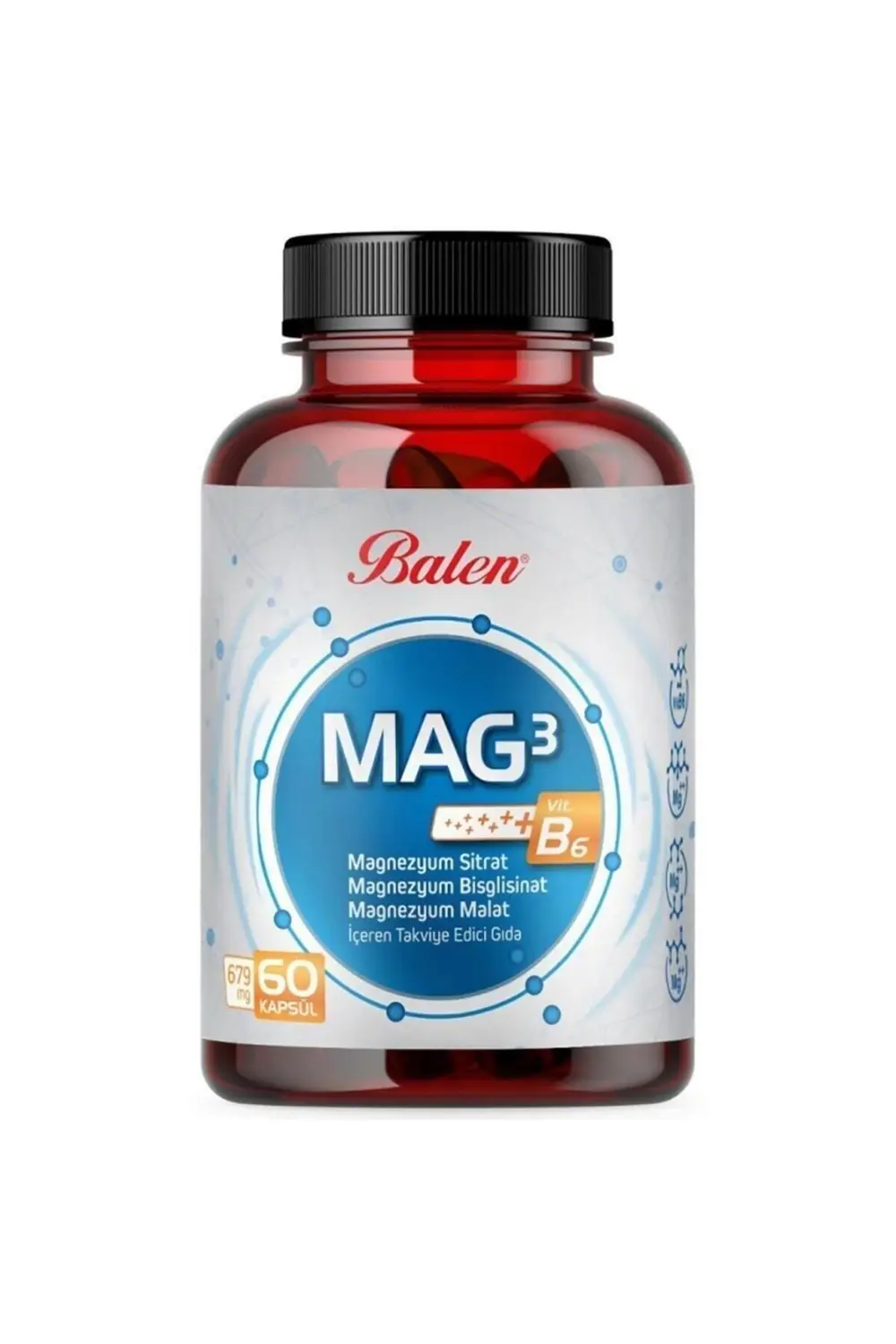 Balen Mag 3 Magnezyum Sitrat & Bisglisinat & Malat 679 Mg 60 Kaps Balen Mag 3 Magnezyum Sitrat & Bisglisinat & Malat 679 Mg 60 Kaps