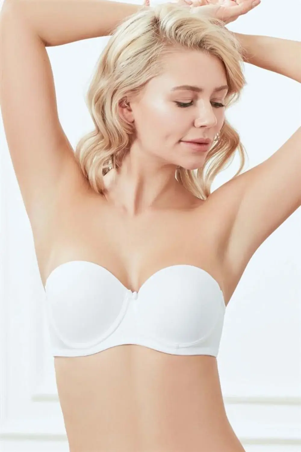 Balenli Desteksiz Dolgusuz Askısız Straplez Günlük Klasik T-shirt