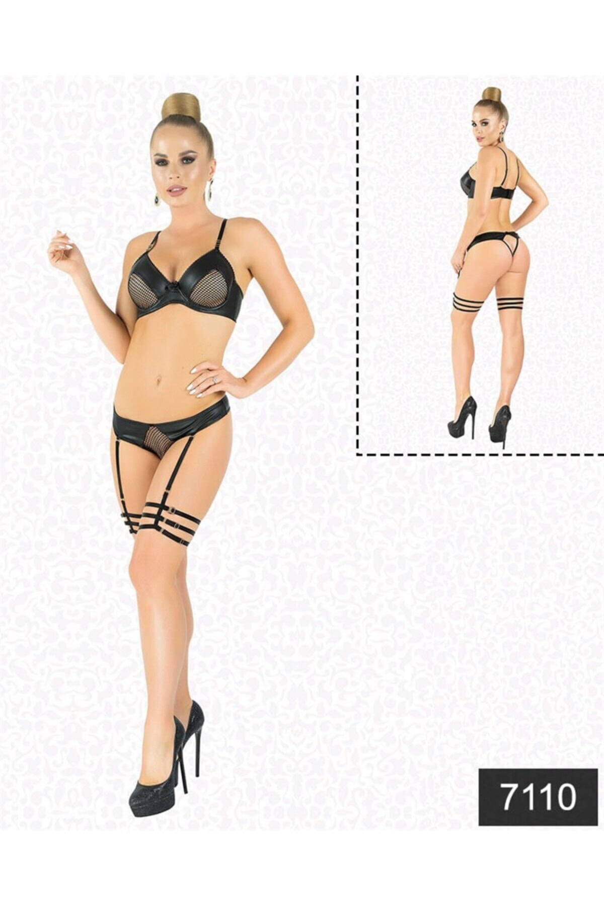 Aria's Closet Balenli Mat Lateks Fantezi İç Çamaşır Takım