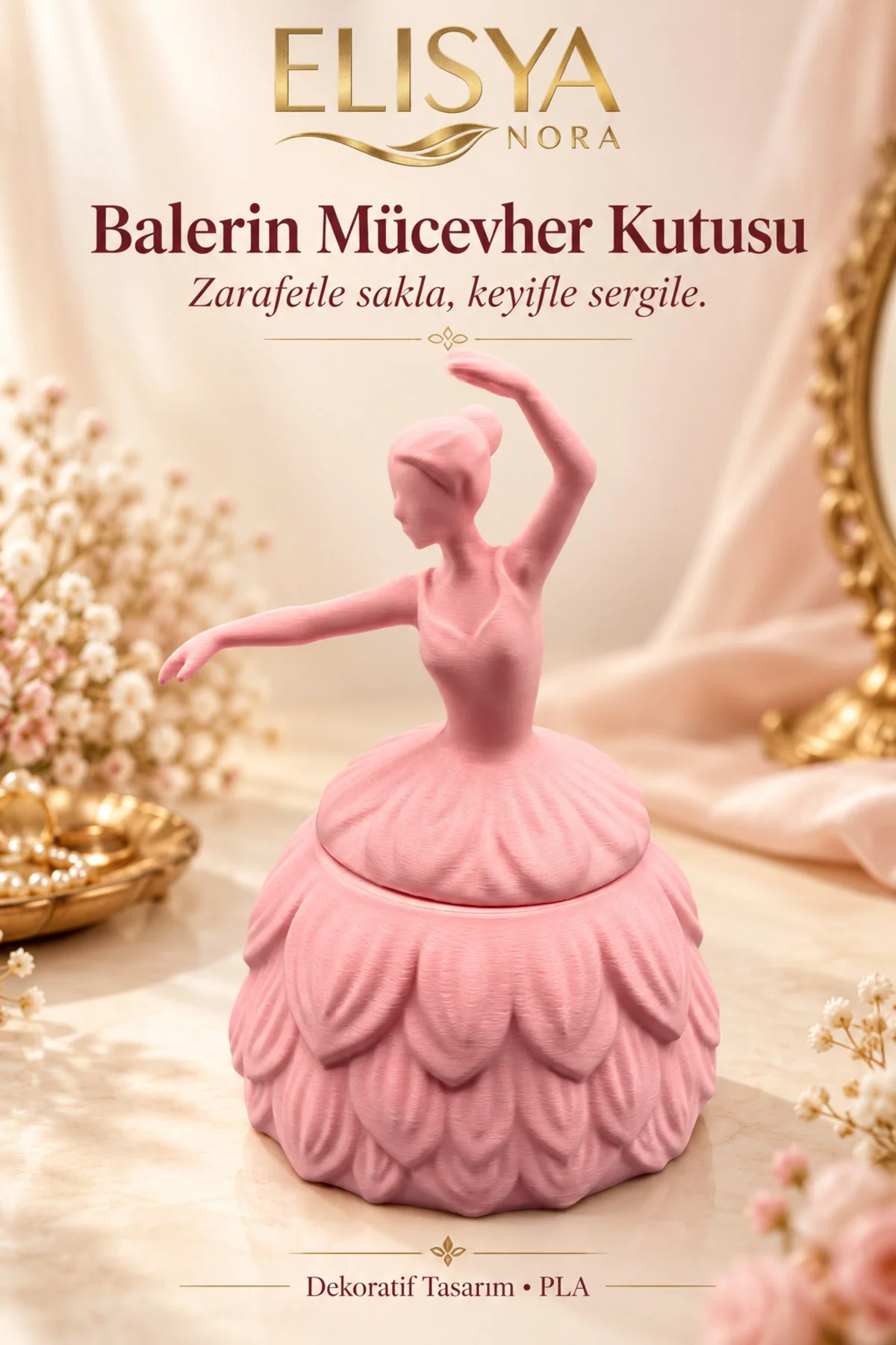 Balerin Figürlü Takı Kutusu Kapaklı Dekoratif Mücevher Kutusu - Görsel 2