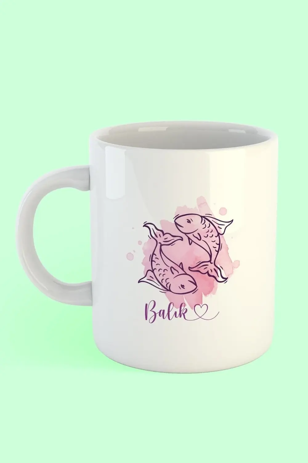 Balık Burcu Baskılı Kahve Kupası