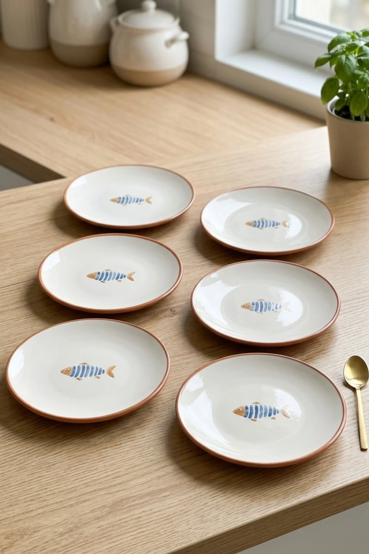 Balık Desenli 20cm Pasta Tabağı 6 Adet