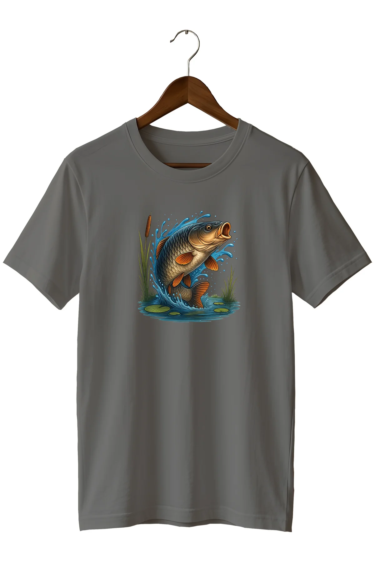 Balıkçı Tişörtü Sazan Baskılı Doğa Temalı Outdoor Tshirt %100 Pam
