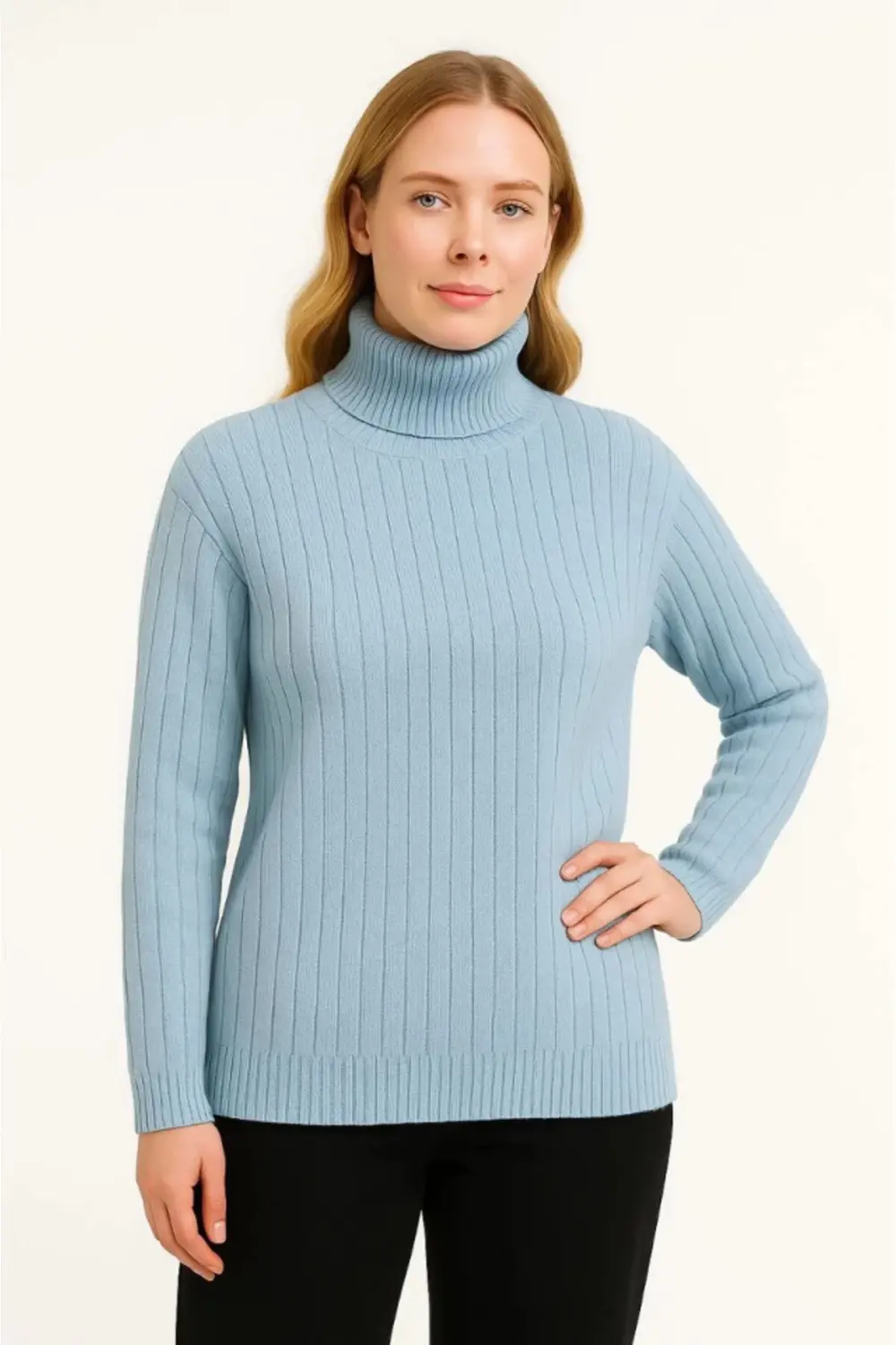 Balıkcı Yaka Bağazlı Triko Kazak Pamuklu Kalın Fitilli Dokuma - B Balıkcı Yaka Bağazlı Triko Kazak Pamuklu Kalın Fitilli Dokuma - B