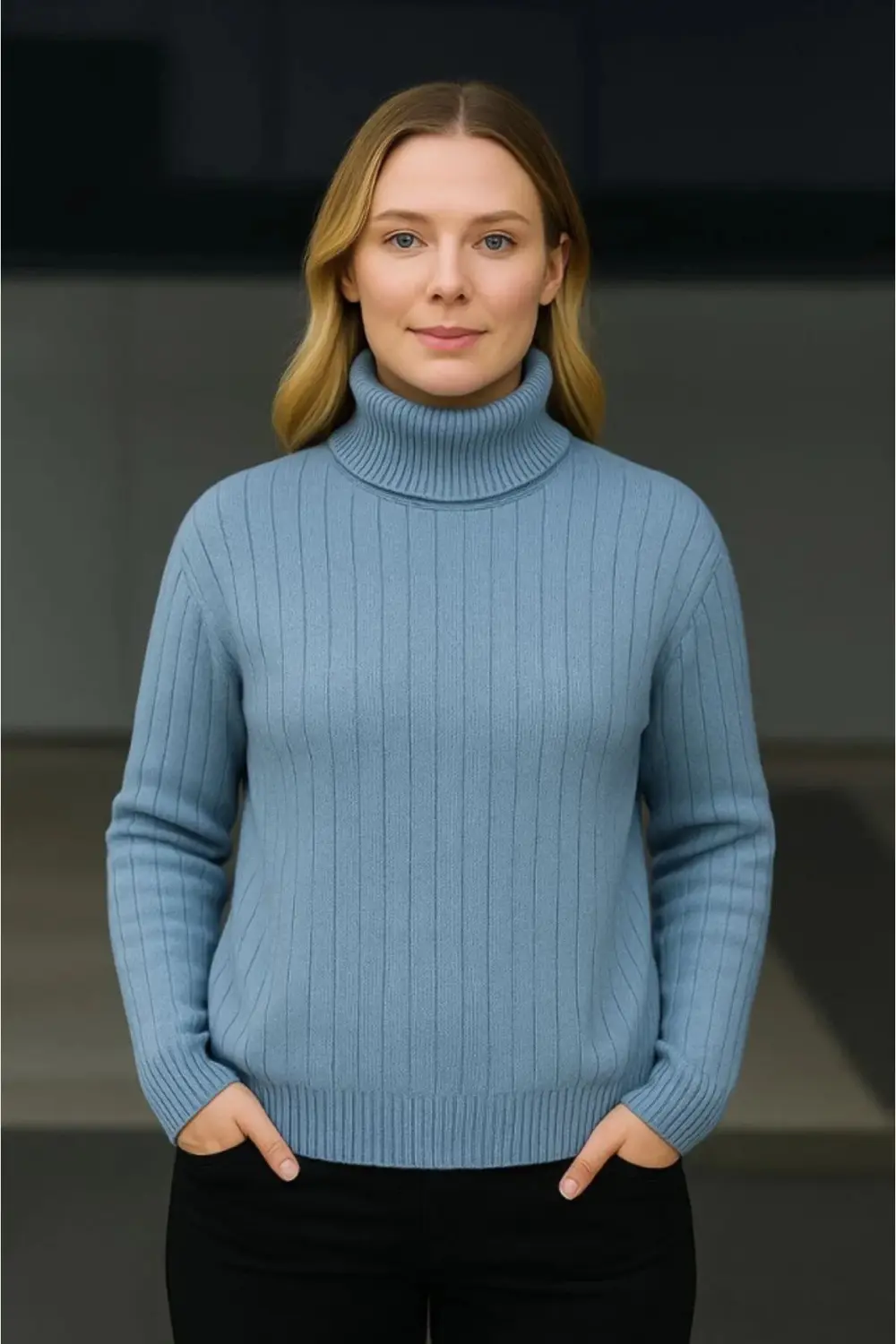 Balıkcı Yaka Bağazlı Triko Kazak Pamuklu Kalın Fitilli Dokuma - B Balıkcı Yaka Bağazlı Triko Kazak Pamuklu Kalın Fitilli Dokuma - B