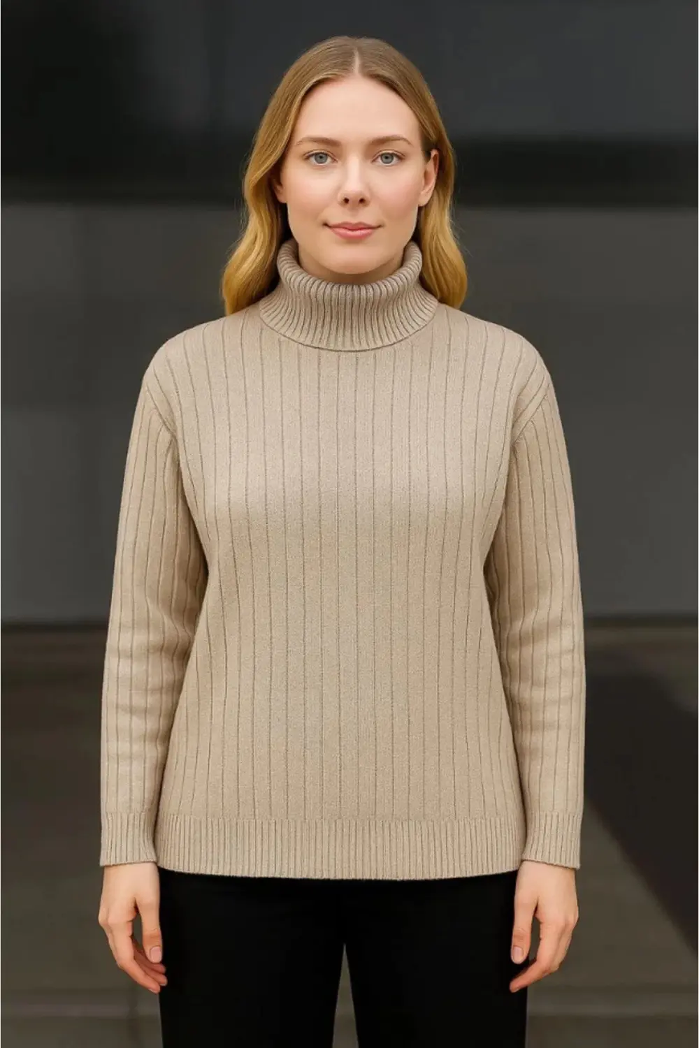 Balıkcı Yaka Bağazlı Triko Kazak Pamuklu Kalın Fitilli Dokuma - B Balıkcı Yaka Bağazlı Triko Kazak Pamuklu Kalın Fitilli Dokuma - B