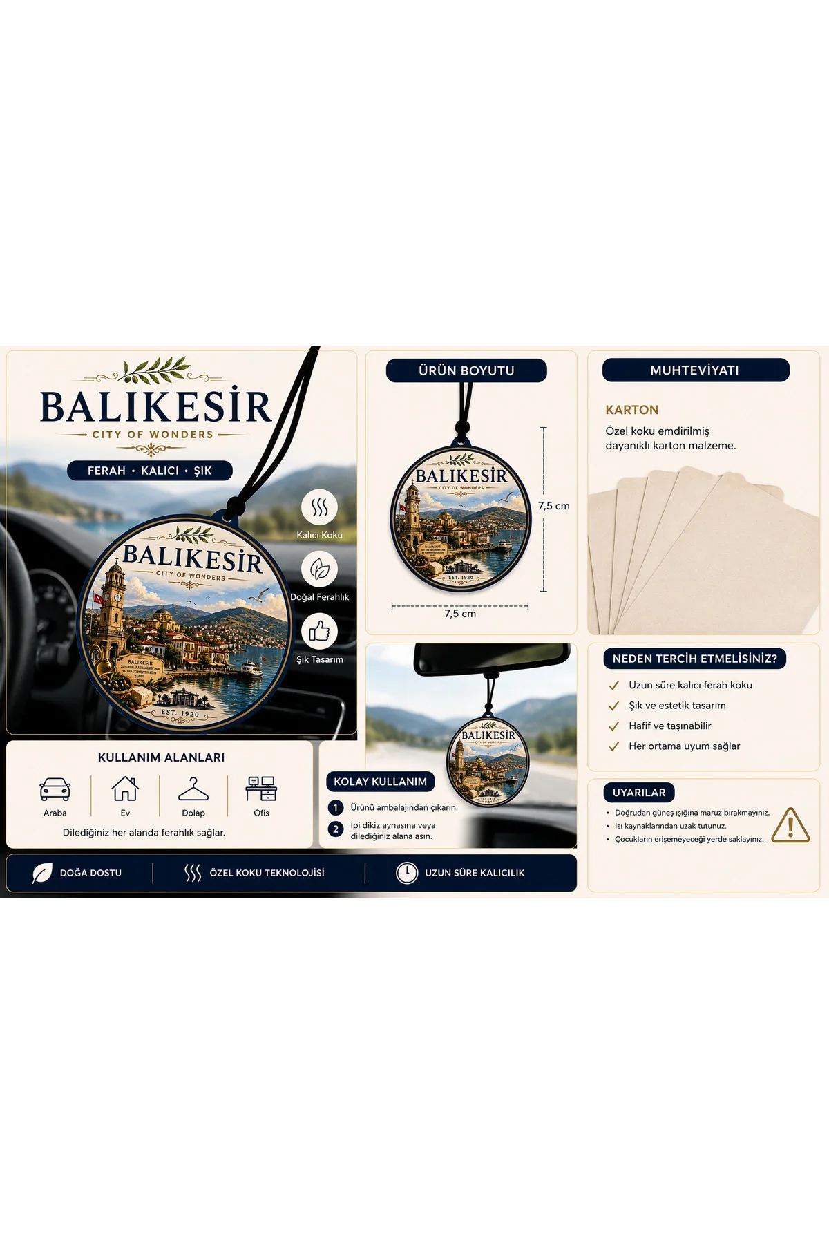 Balıkesir Şehri Tasarımlı Oto Kokusu,Araba Kokusu,Oto Aksesuarı v