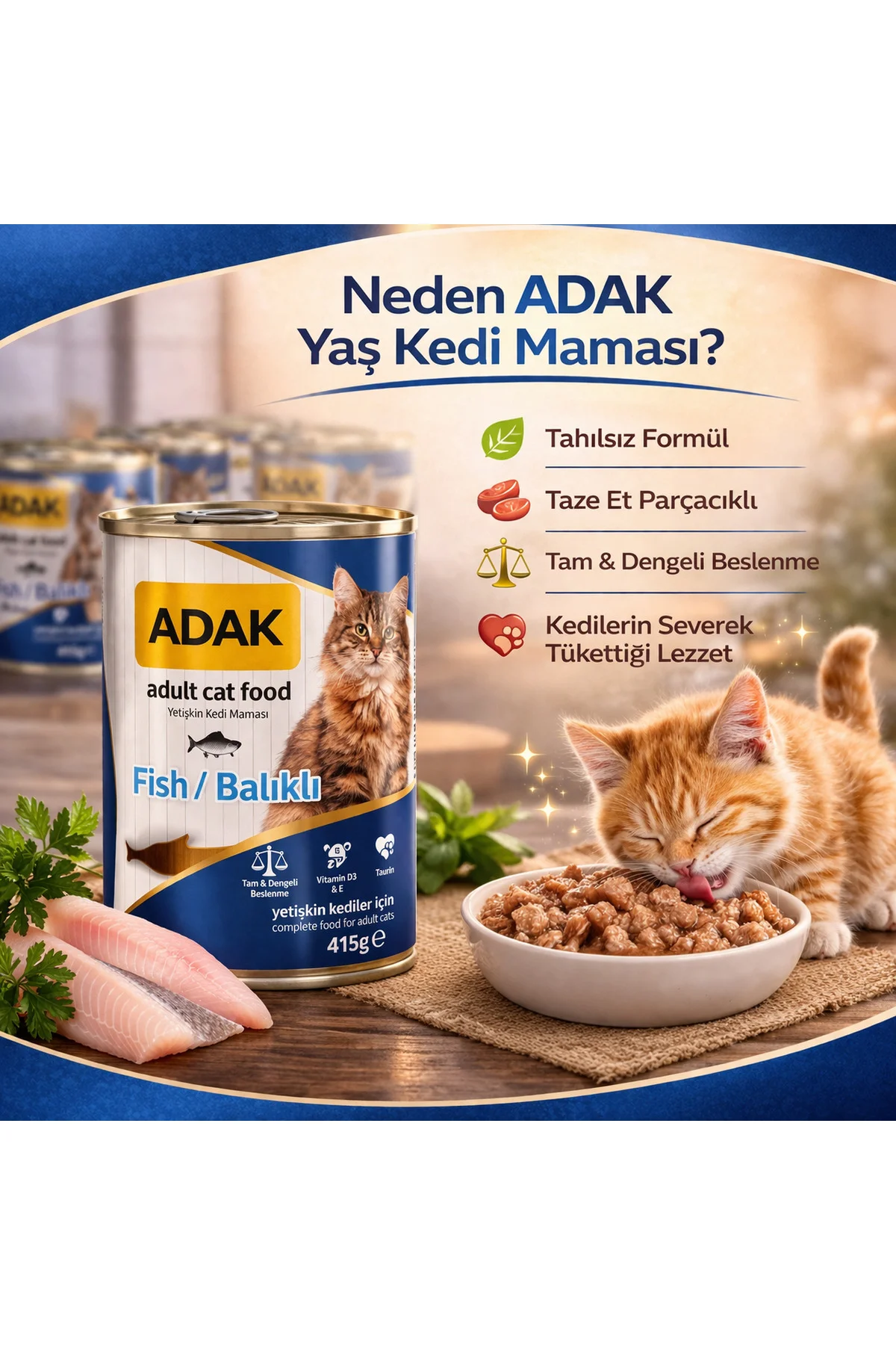 Balıklı Konserve Yaş Kedi Maması 415g x 24 Adet Parça Balıklı Yet Balıklı Konserve Yaş Kedi Maması 415g x 24 Adet Parça Balıklı Yet