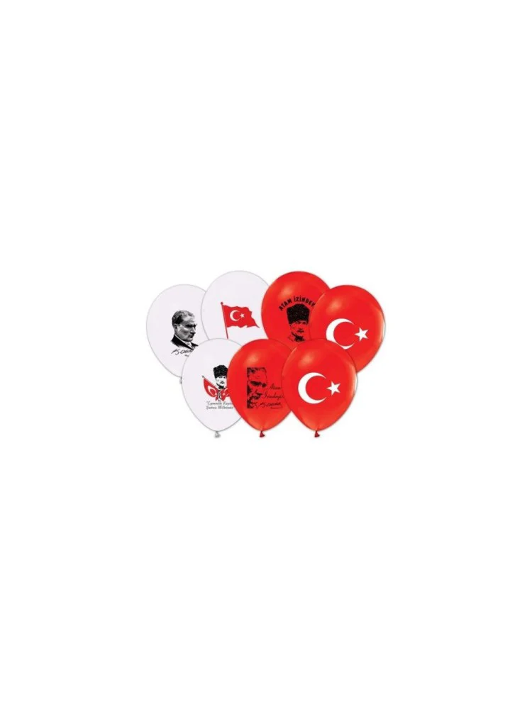 Balon 1+1 Baskılı 12" Ata-Bayrak (50lik)
