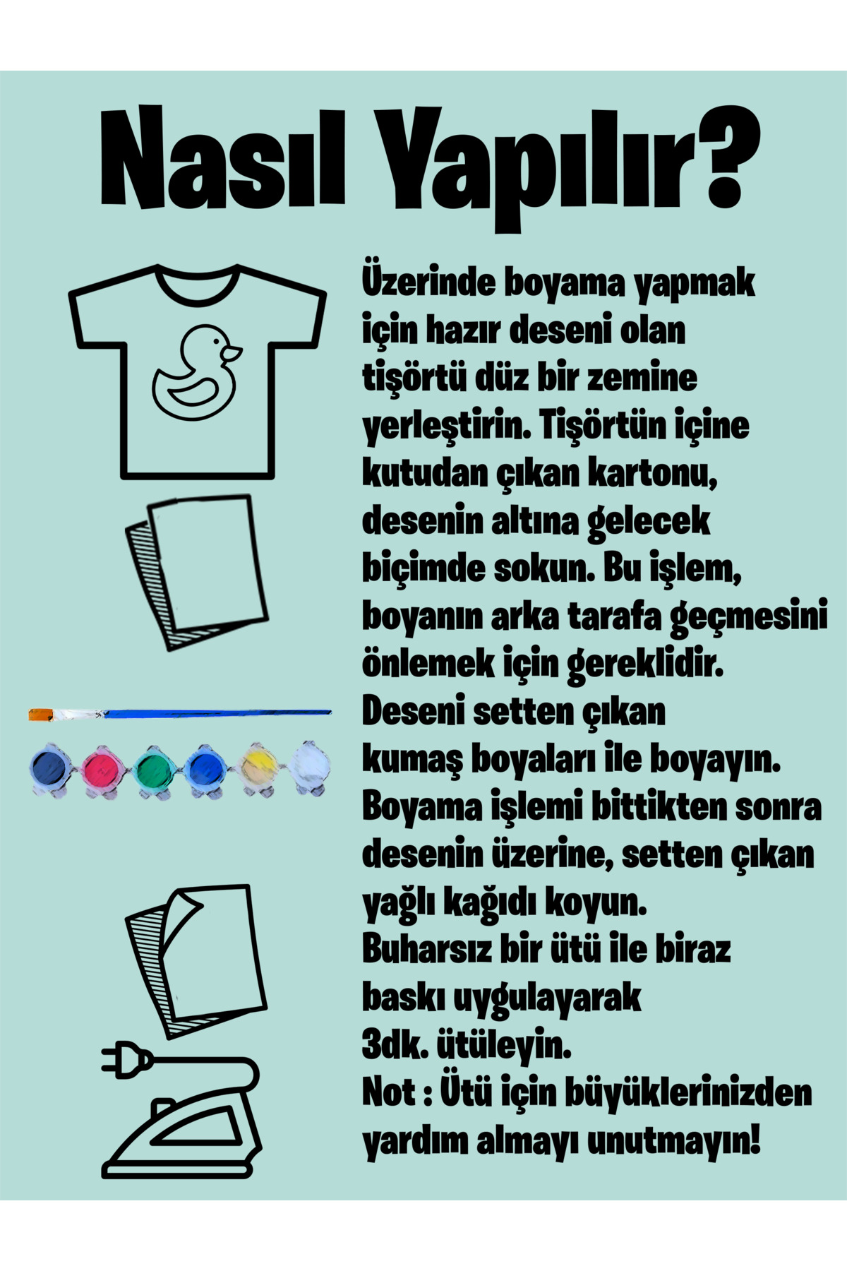 Balon Desenli Çocuklar Için Tişört Boyama Seti Full Set