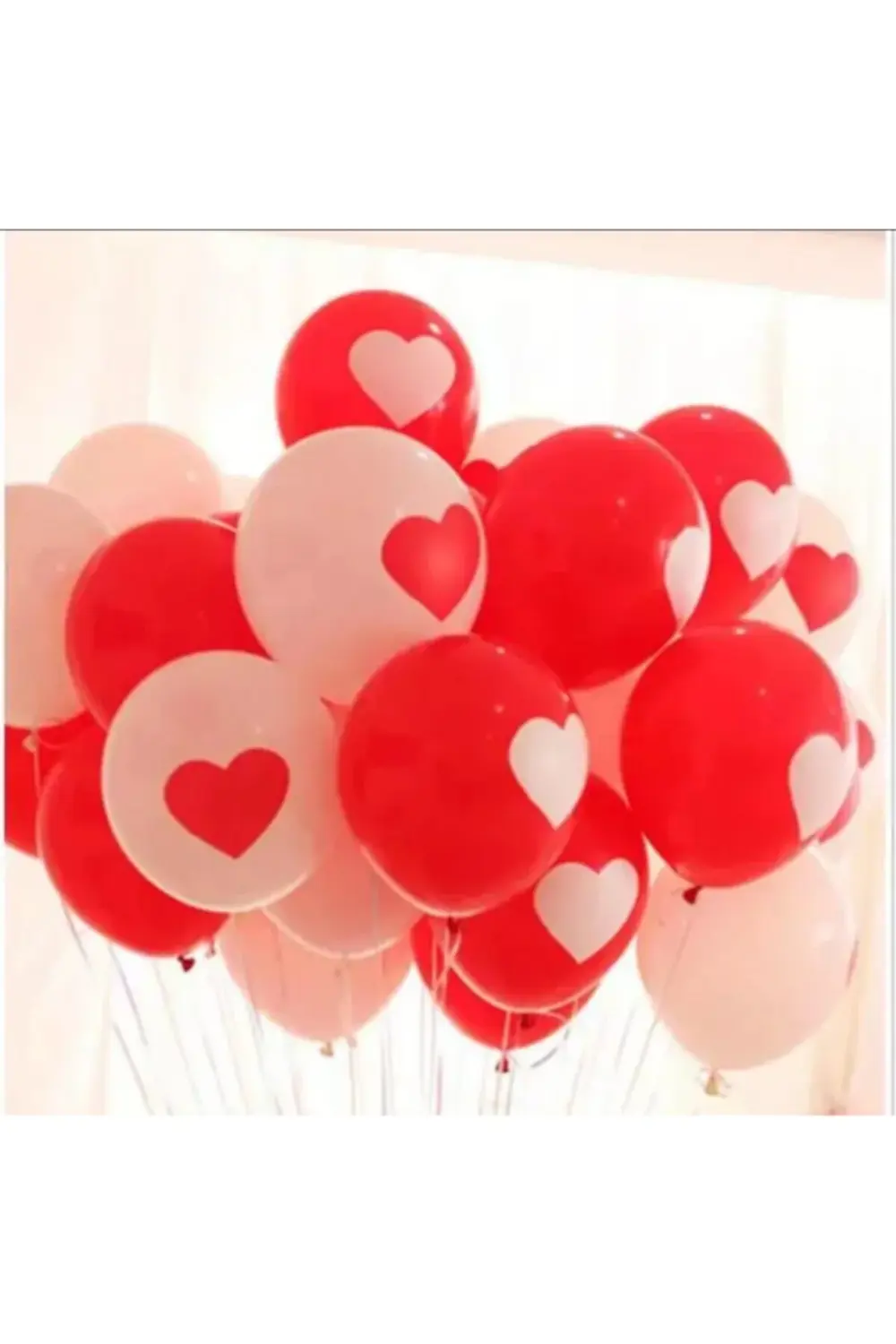 Balon Kalpli Beyaz Kirmizi Karişik ( 100 Adet )