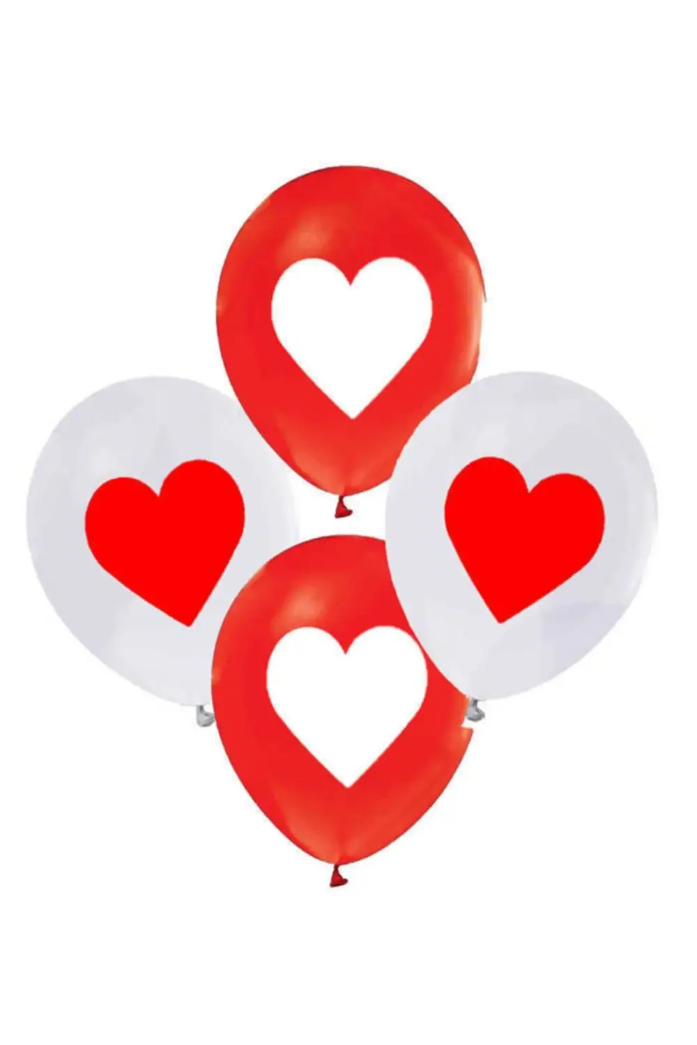 Balon Kalpli Beyaz Kirmizi Karişik ( 100 Adet )