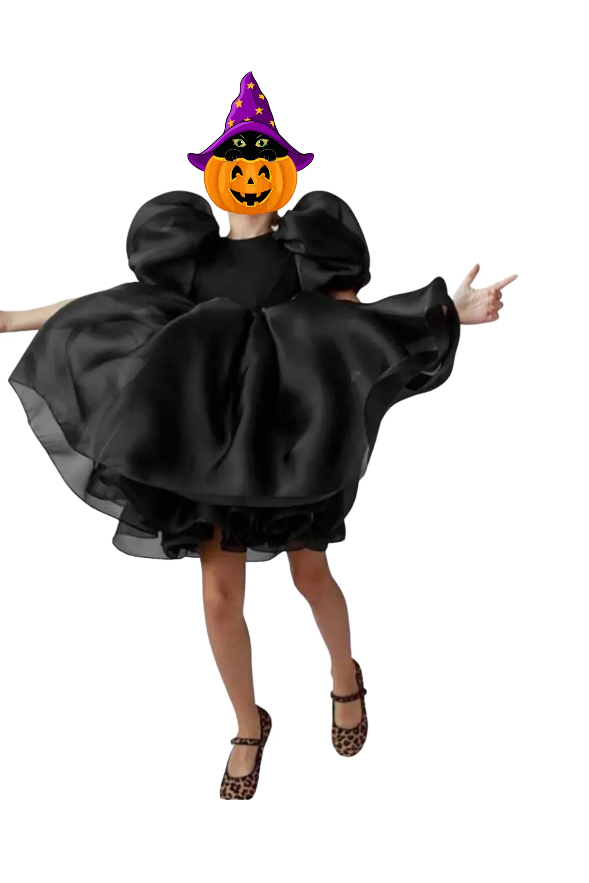 Balon Kollu Organze Tasarım Abiye - Kristal Tüllü Organze Abiye -