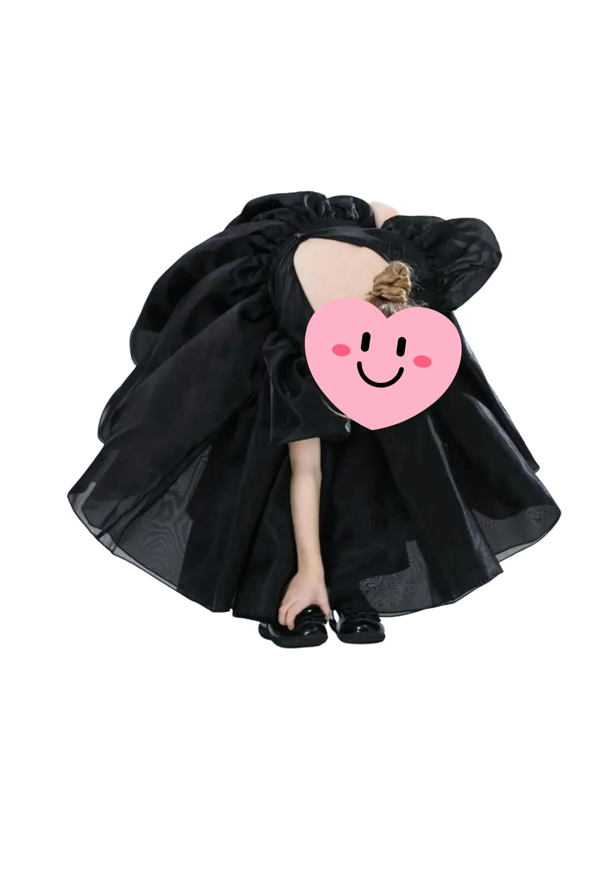 Balon Kollu Organze Tasarım Abiye - Kristal Tüllü Organze Abiye -