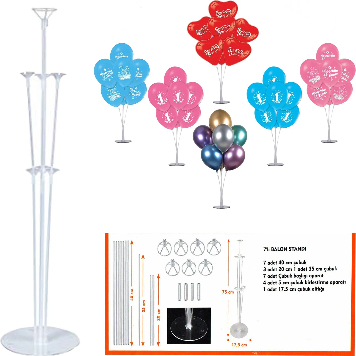 Balon Standı 75 cm - Parti Süsleme Aksesuarı