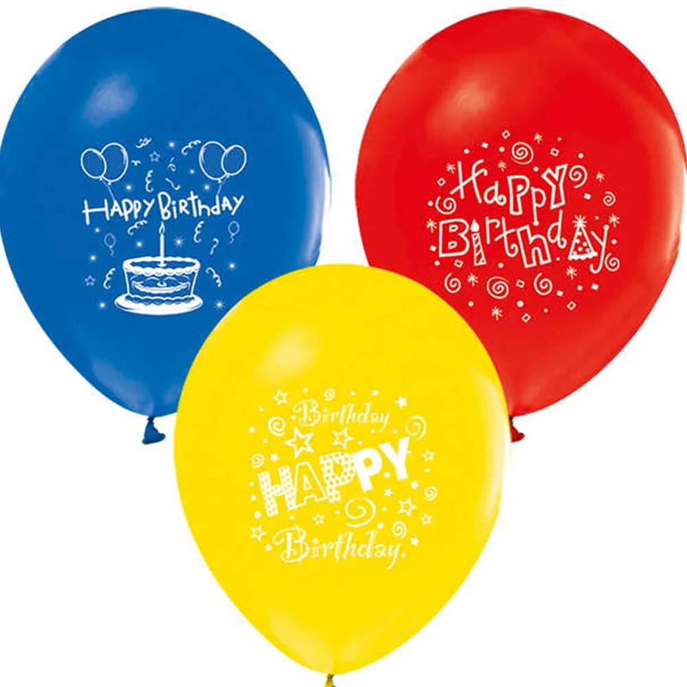 Balonevi Balon 1+1 Happy Bırthday Party Baskılı 12 İncPastel 100 