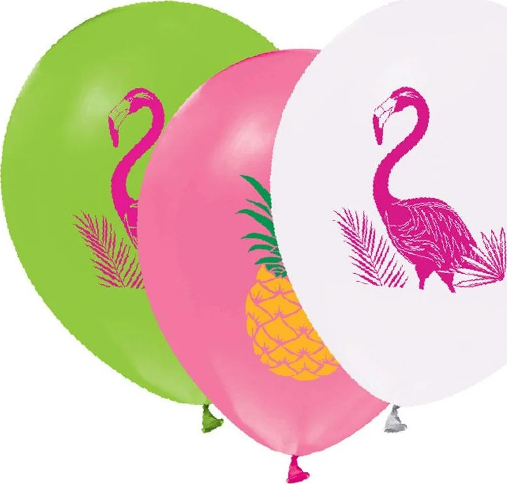 Balonevi Balon 2+1 Flamingo Baskılı 12" 8 Li