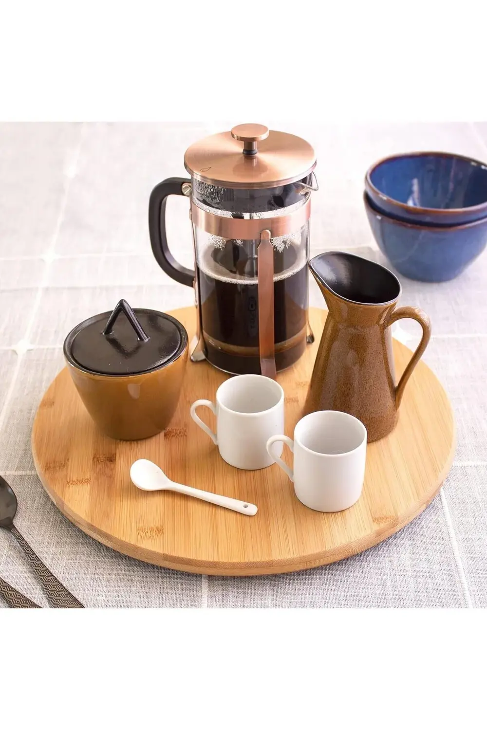 Bambu 360 Derece Dönen Yuvarlak Lüx Servis Sunum Tabağı Pizza Pey