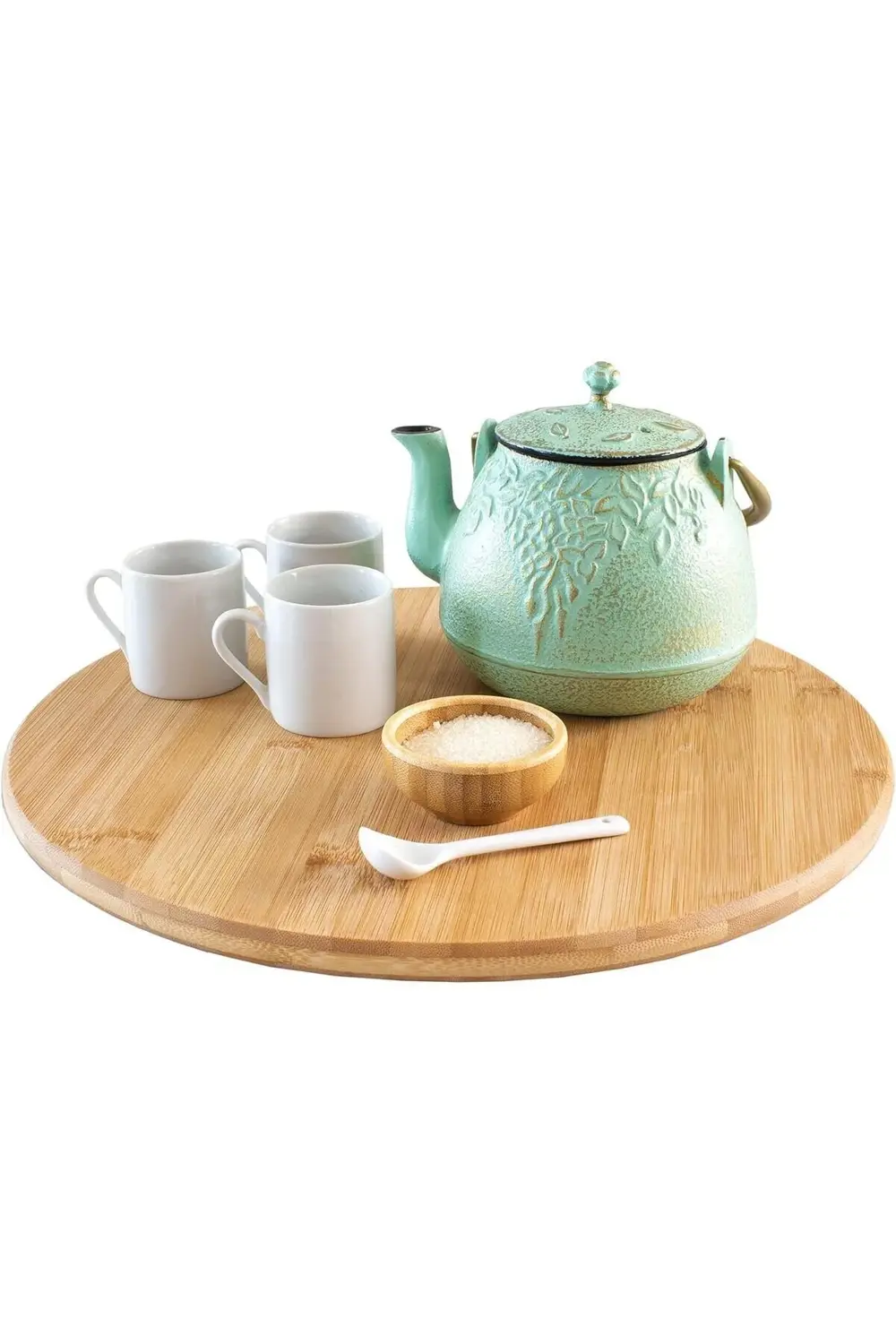 Bambu 360 Derece Dönen Yuvarlak Lüx Servis Sunum Tabağı Pizza Pey