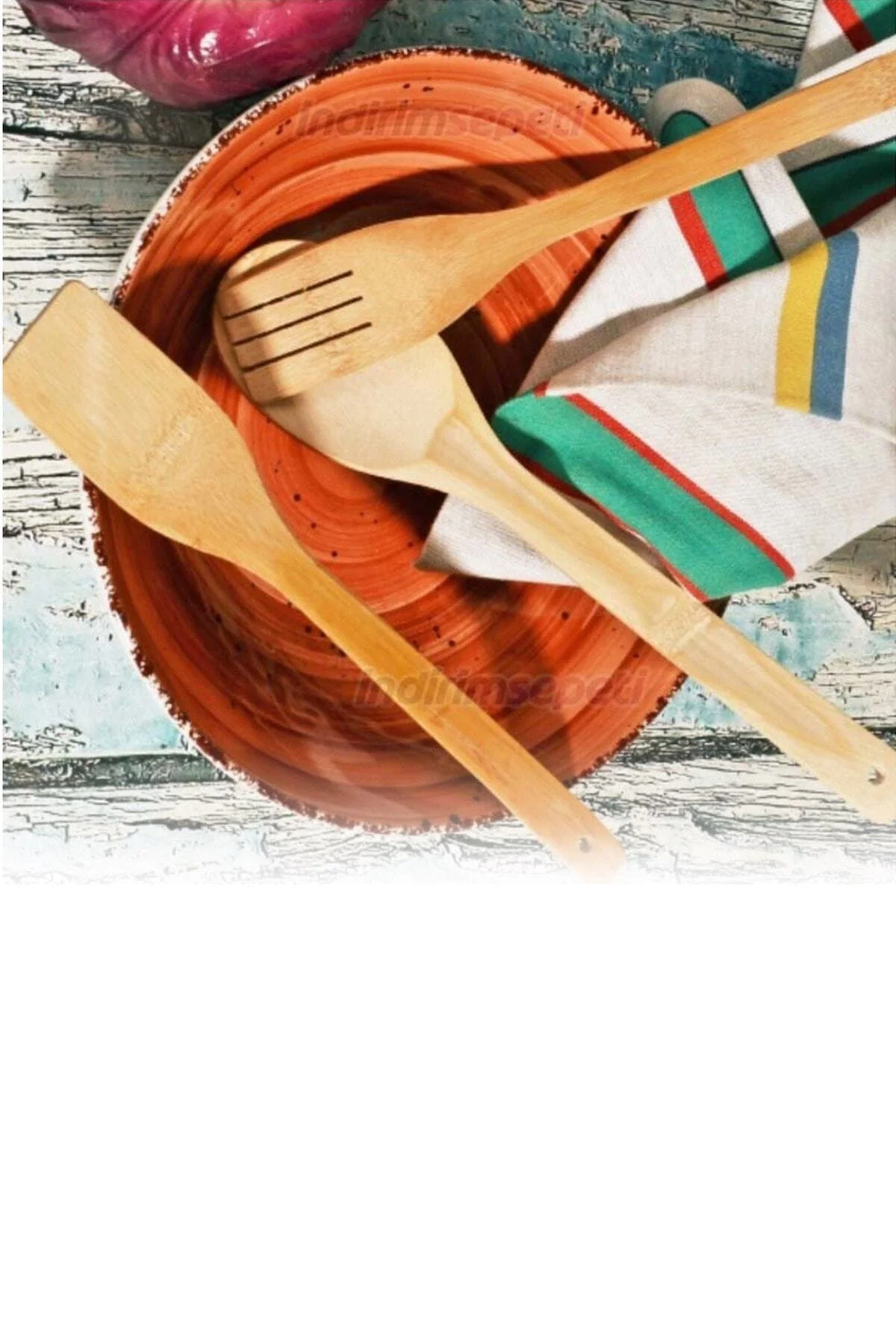 Bambu 3'lü Kaşık Spatula Ve Çatal Set