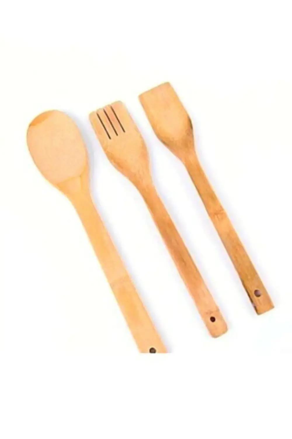 Bambu 3'lü Kaşık Spatula Ve Çatal Set