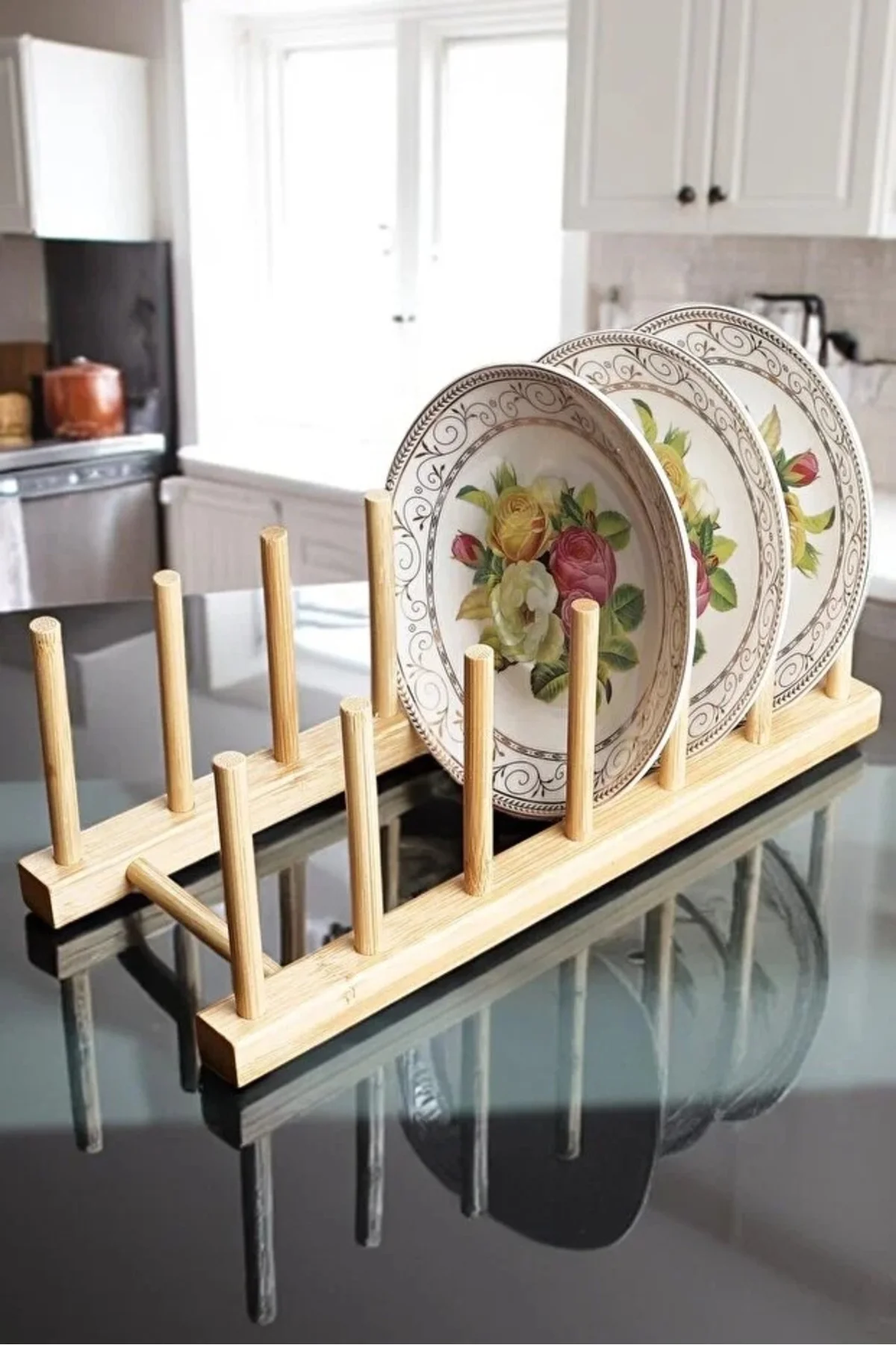 Bambu 6 Lı Tabak Düzenleme Aparatı Tabaklık 30x12 cm