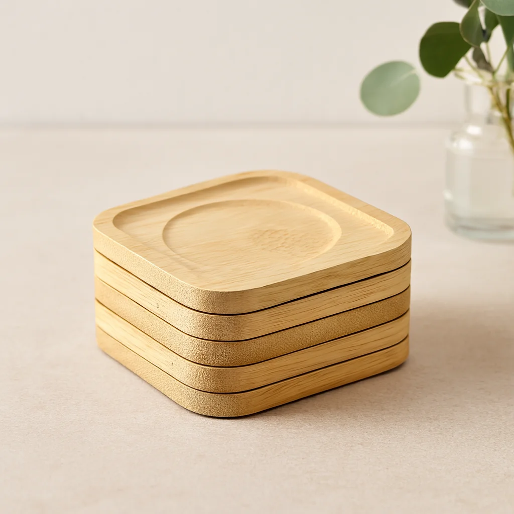 Bambu Ahşap Kare Çay Tabağı 9.7x9.7 cm - 6'lı Set Bambu Ahşap Kare Çay Tabağı 9.7x9.7 cm - 6'lı Set