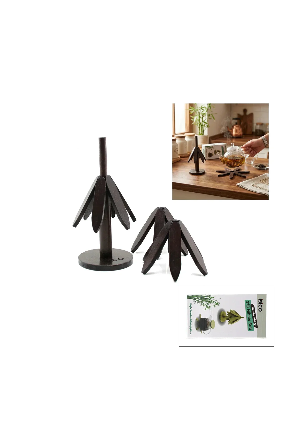 Bambu Ahşap Katlanır Nihale 20 cm - Standlı, Yaprak Desenli (2'li) Bambu Ahşap Katlanır Nihale 20 cm - Standlı, Yaprak Desenli (2'li)