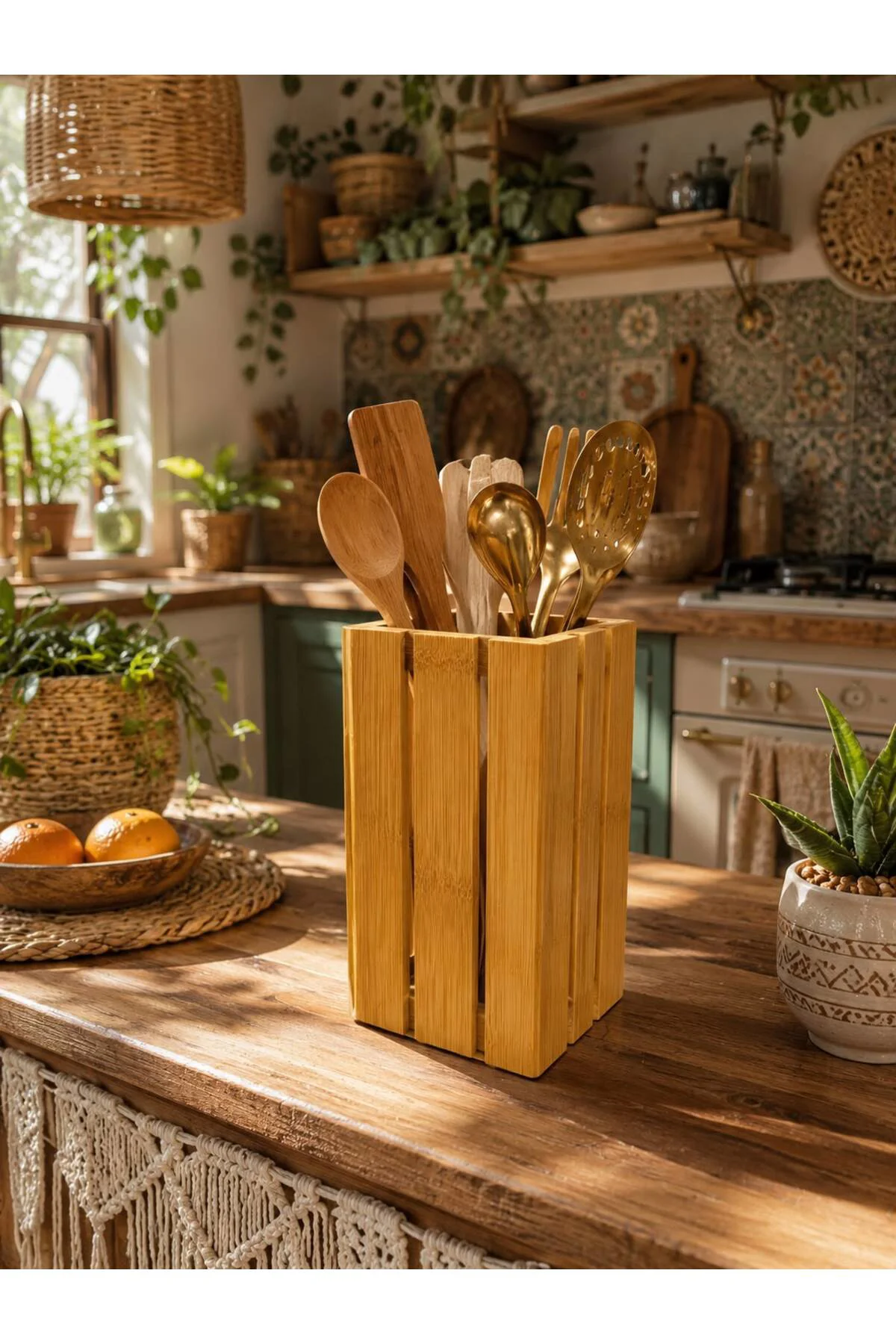 Bambu Akşap Dik Kaşıklık