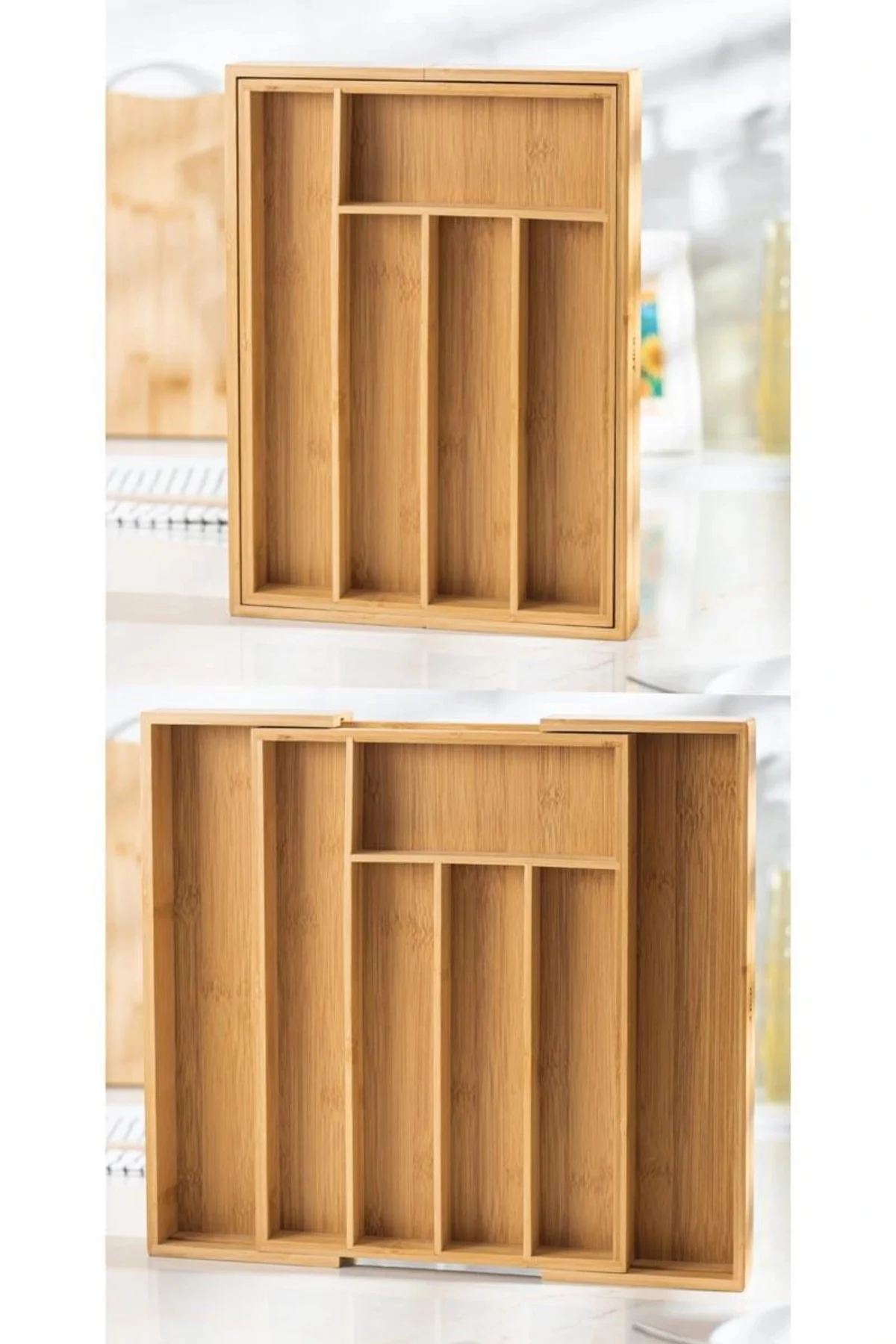 Bambu Ayarlanabilir Çekmece içi Kaşıklık & Çekmece İçi Organizer 
