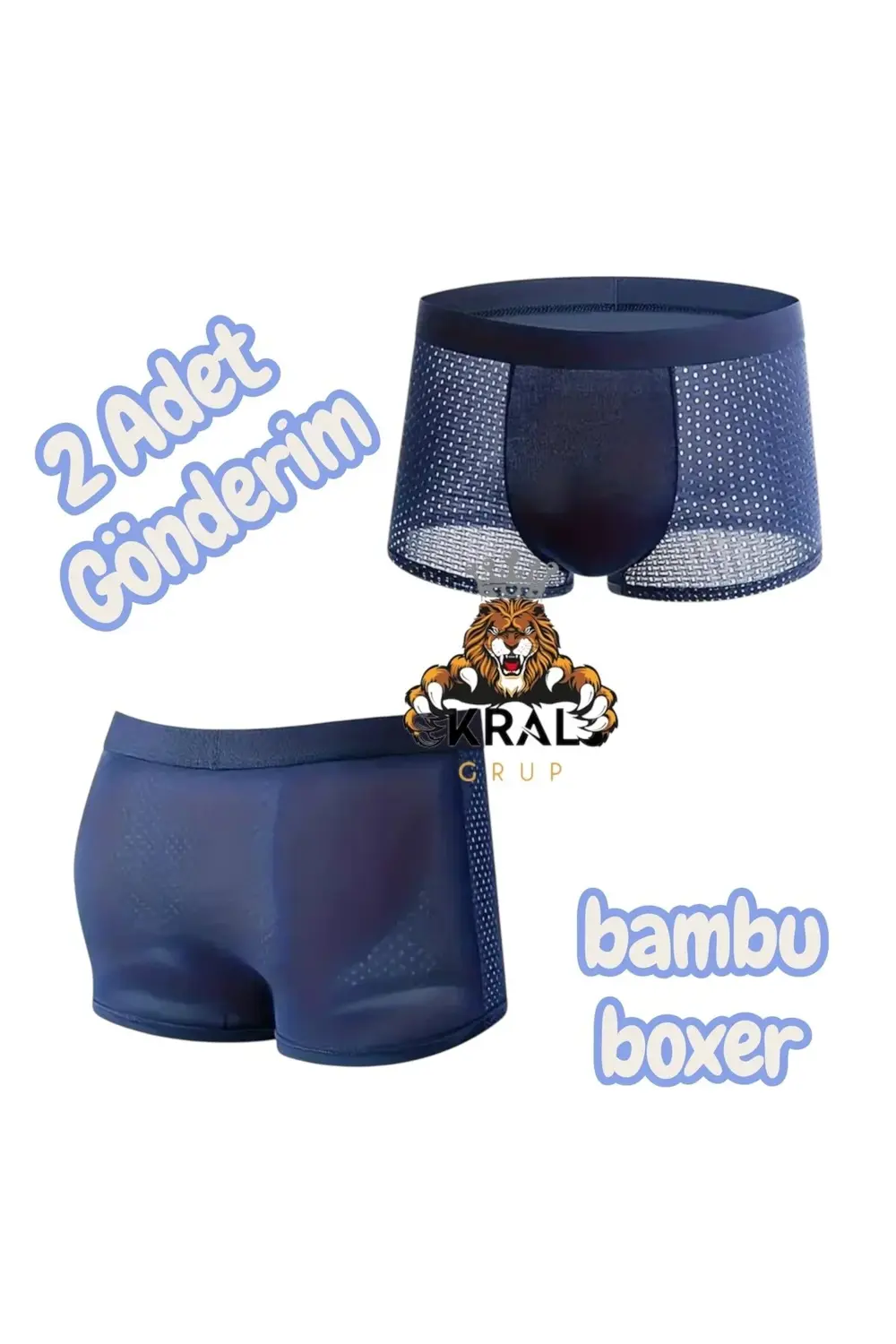 Bambu Boxer, Karışık Renk, Unisex İç Giyim, Mavi