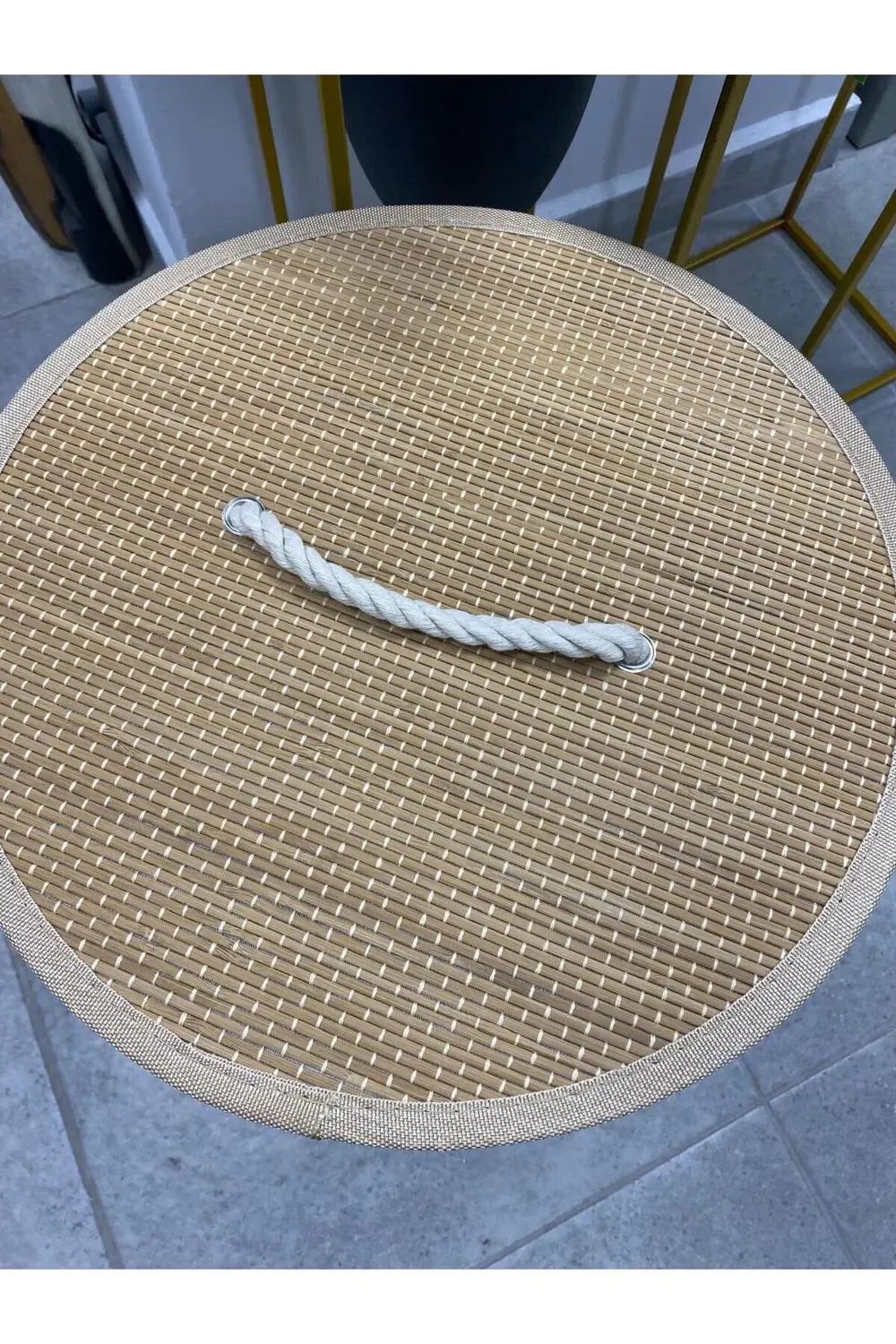 Bambu Çamaşır Sepeti Yuvarlak