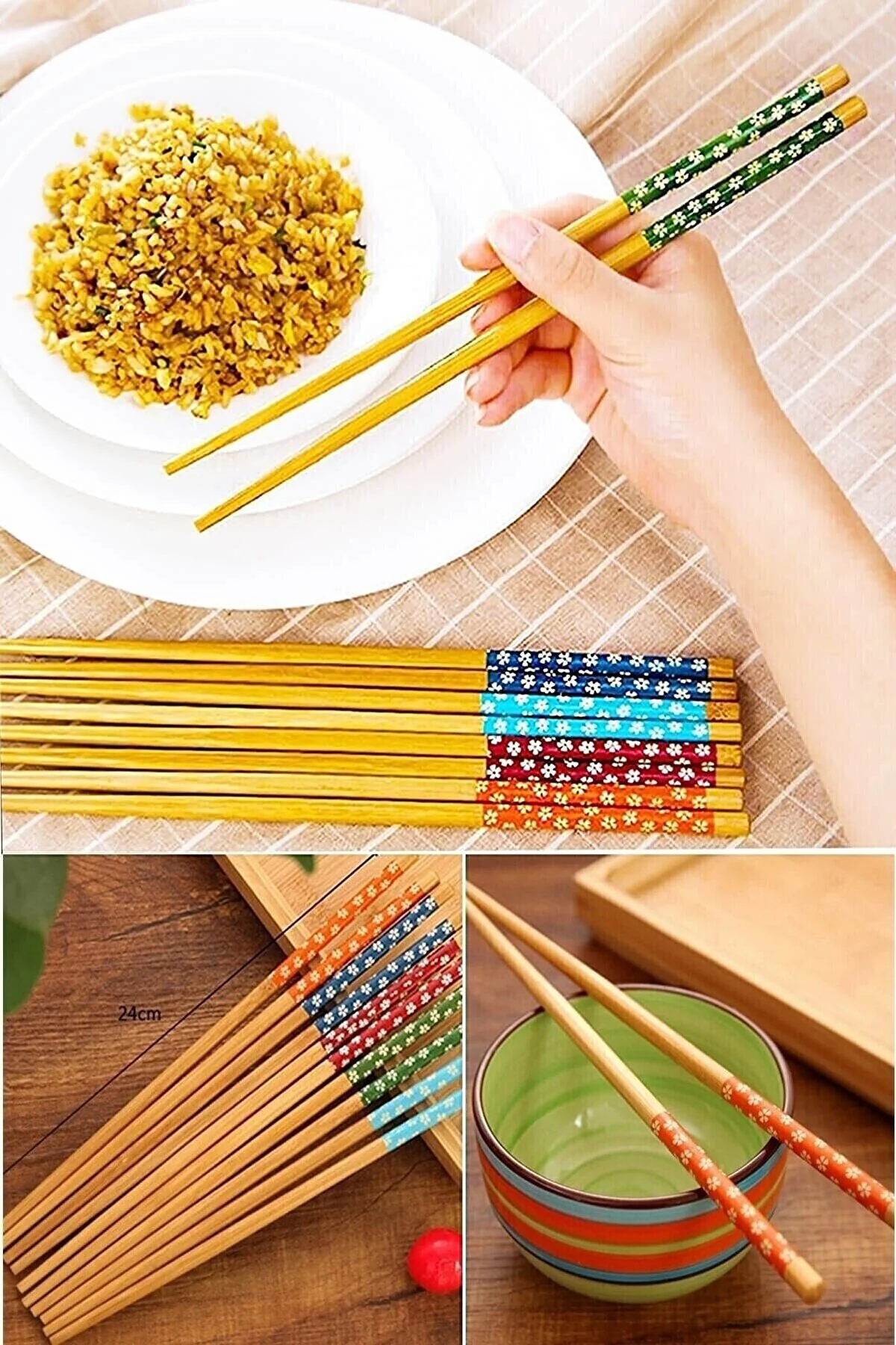 Bambu Chopstick Çubuk Yemek Çubuğu Yıkanabilir Tekrar Kullanılabi