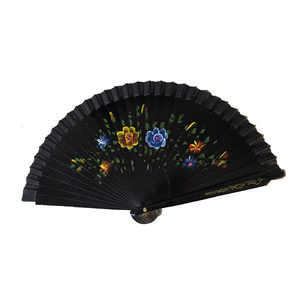 Bambu Çift Taraflı Siyah Yelpaze 12 li Paket