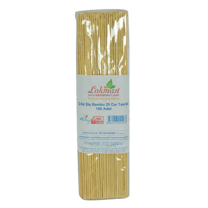 Bambu Çöp Şiş 25 Cm – 100 Adet Takribi Pratik Şişleme Seti