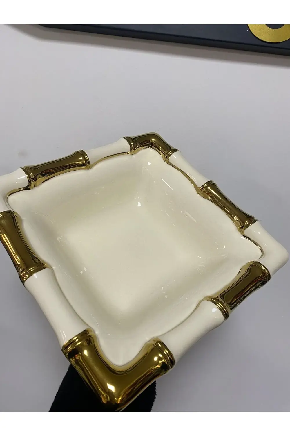 Bambu Desen Kare Derin Sunum Tabağı