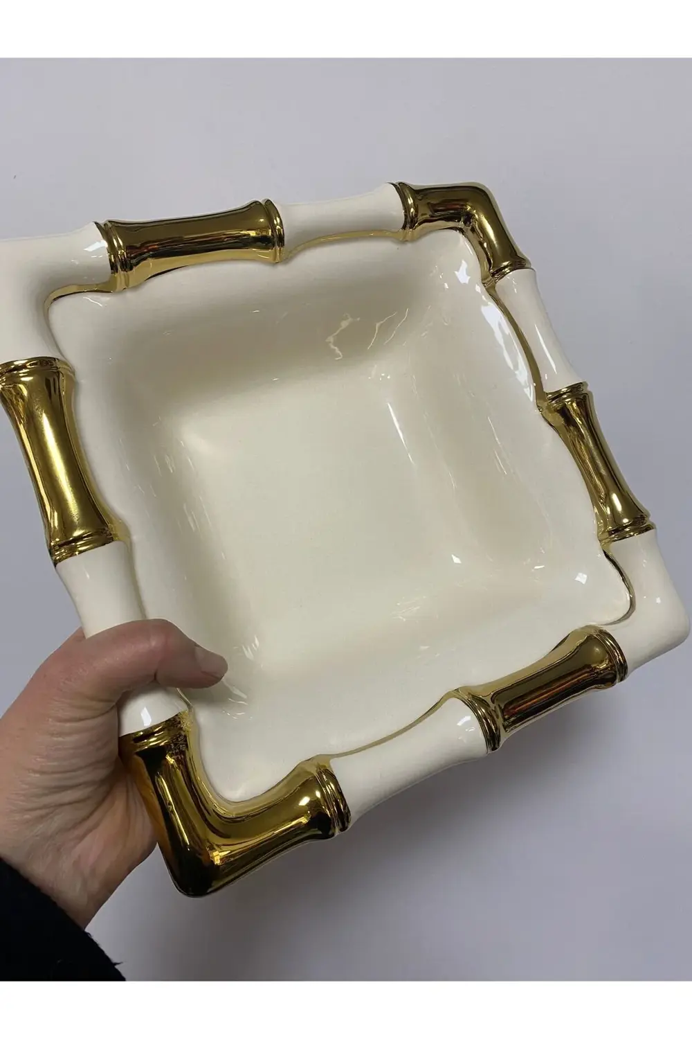 Bambu Desen Kare Derin Sunum Tabağı