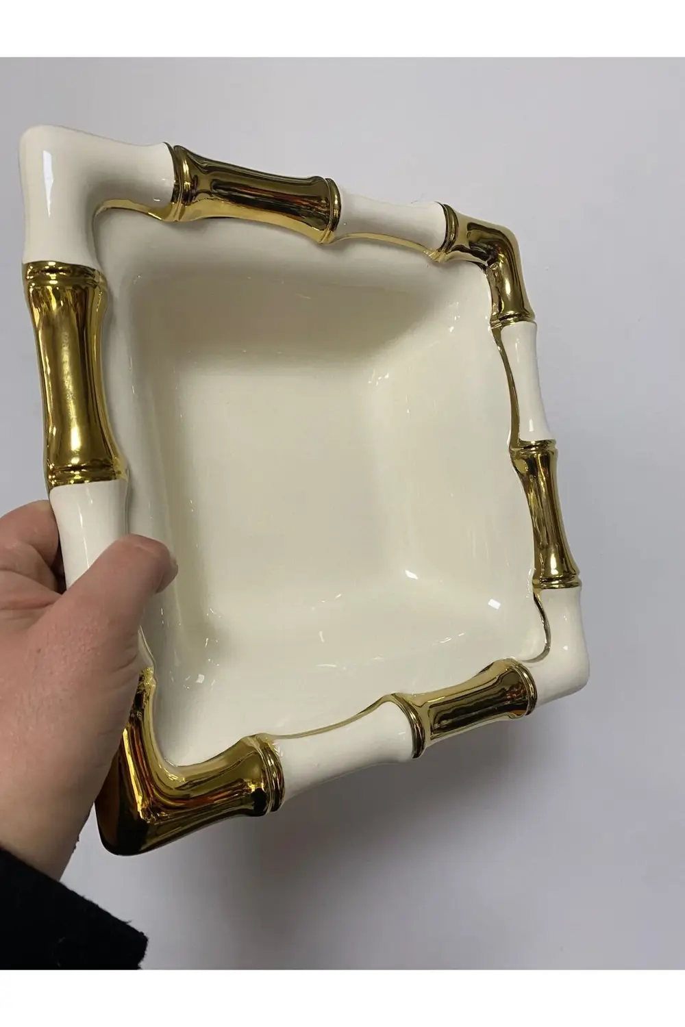 Bambu Desen Kare Derin Sunum Tabağı