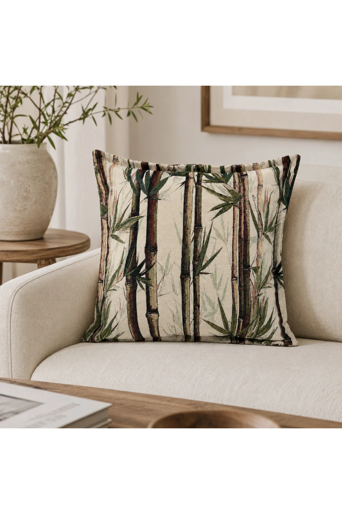 Bambu Desenli İç Dolgulu Kırlent