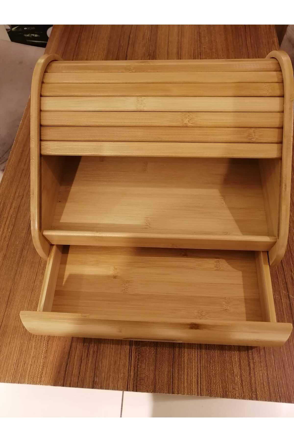 Panali Bambu Ekmek Kutusu Sürgülü