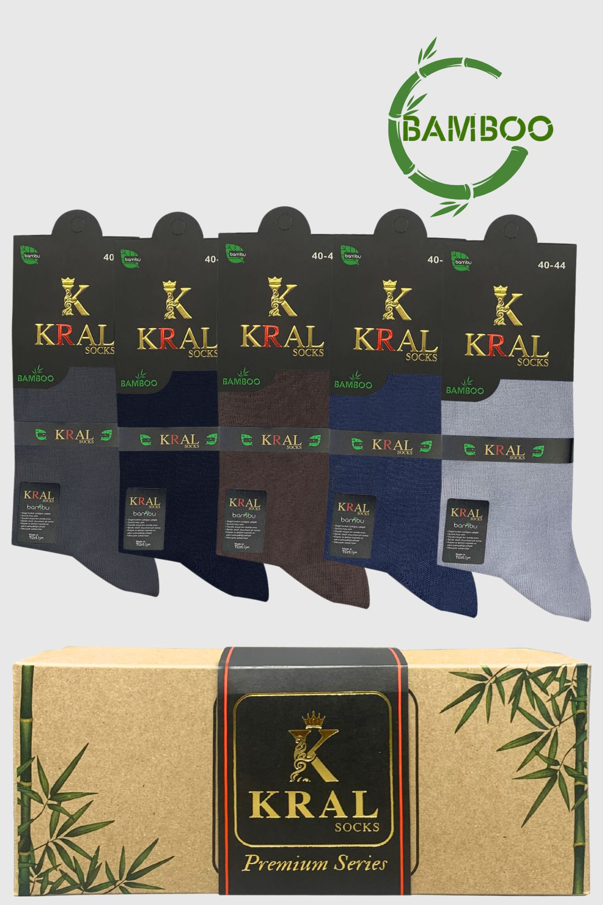 Bambu Erkek Çorap Klasik Soket Düz Uzun Yazlık Dikişsiz 5'li Kutu