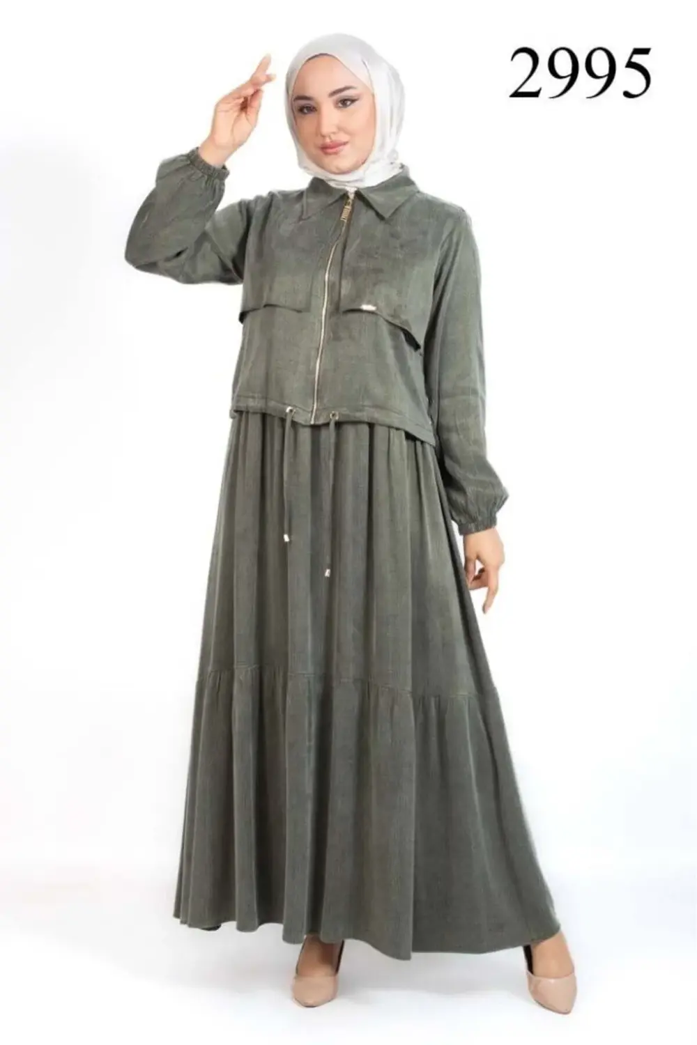 BAMBU İPEK CUPRA JİLELİ CEKETLİ ELBİSE