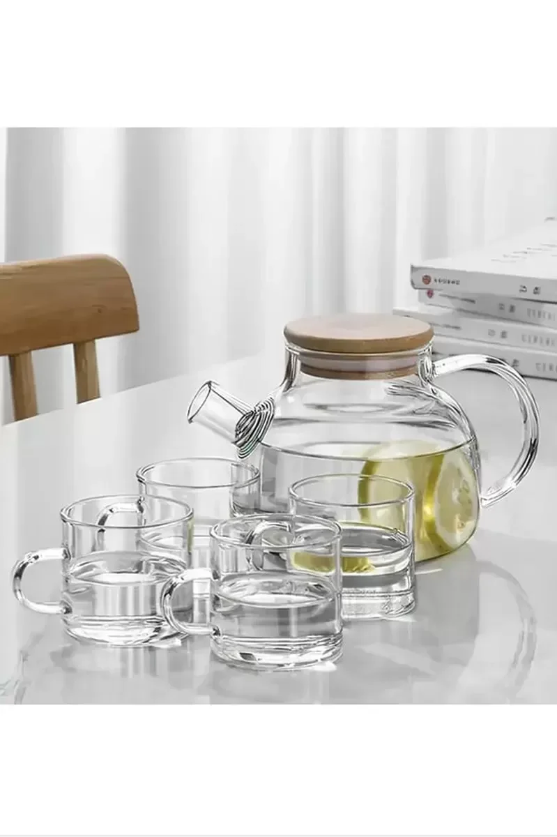 Bambu Kapaklı Borosilikat Cam Demlik 1000ml Royaleks-CM-2000