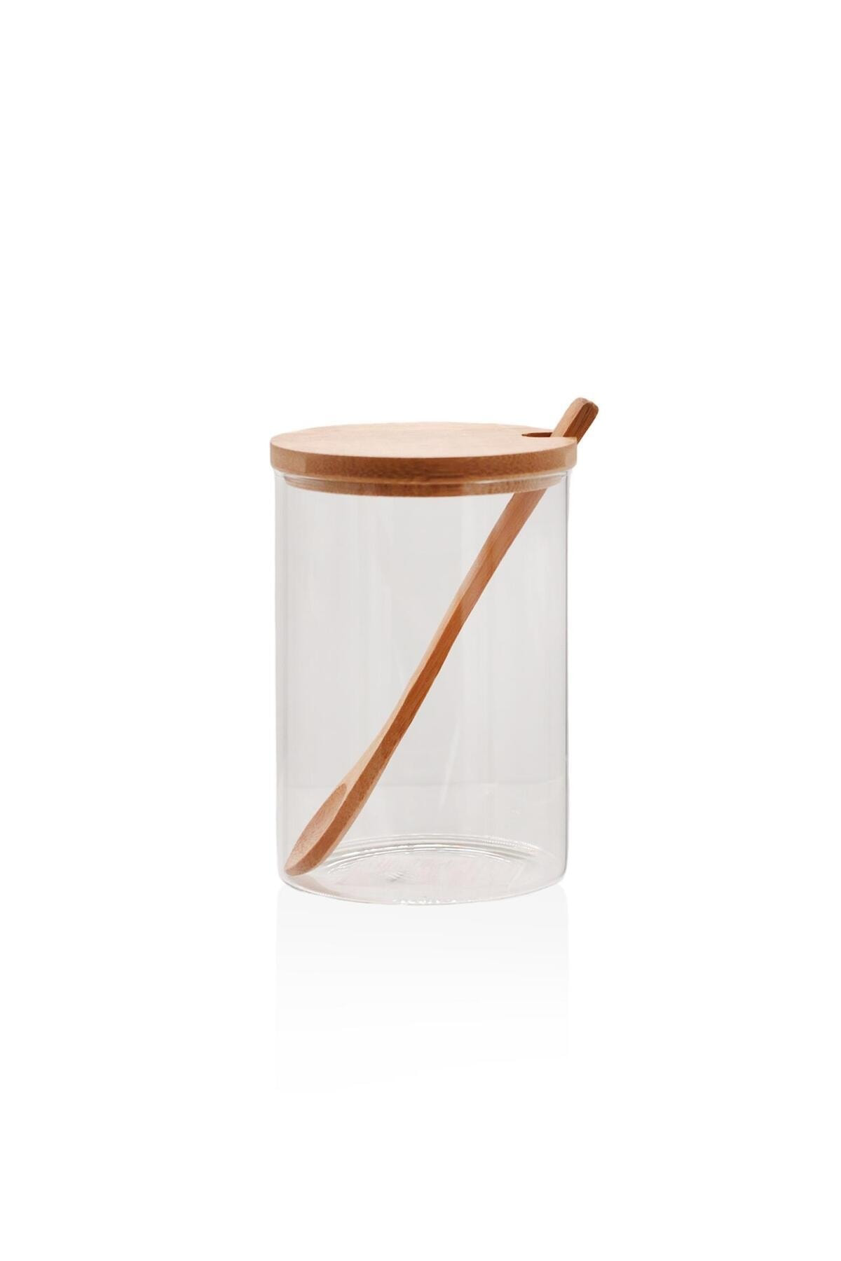Bambu Kapaklı Borosilikat Cam Kavanoz 550 ml