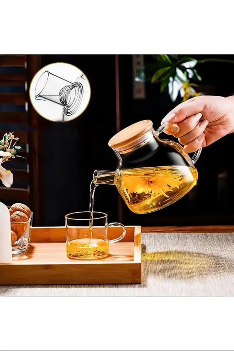 Bambu Kapaklı Borosilikat Cam Demlik 1000ml - Kırılmaya Dayanıklı Çay Demleme Fiyatı, Yorumları ve Özellikleri