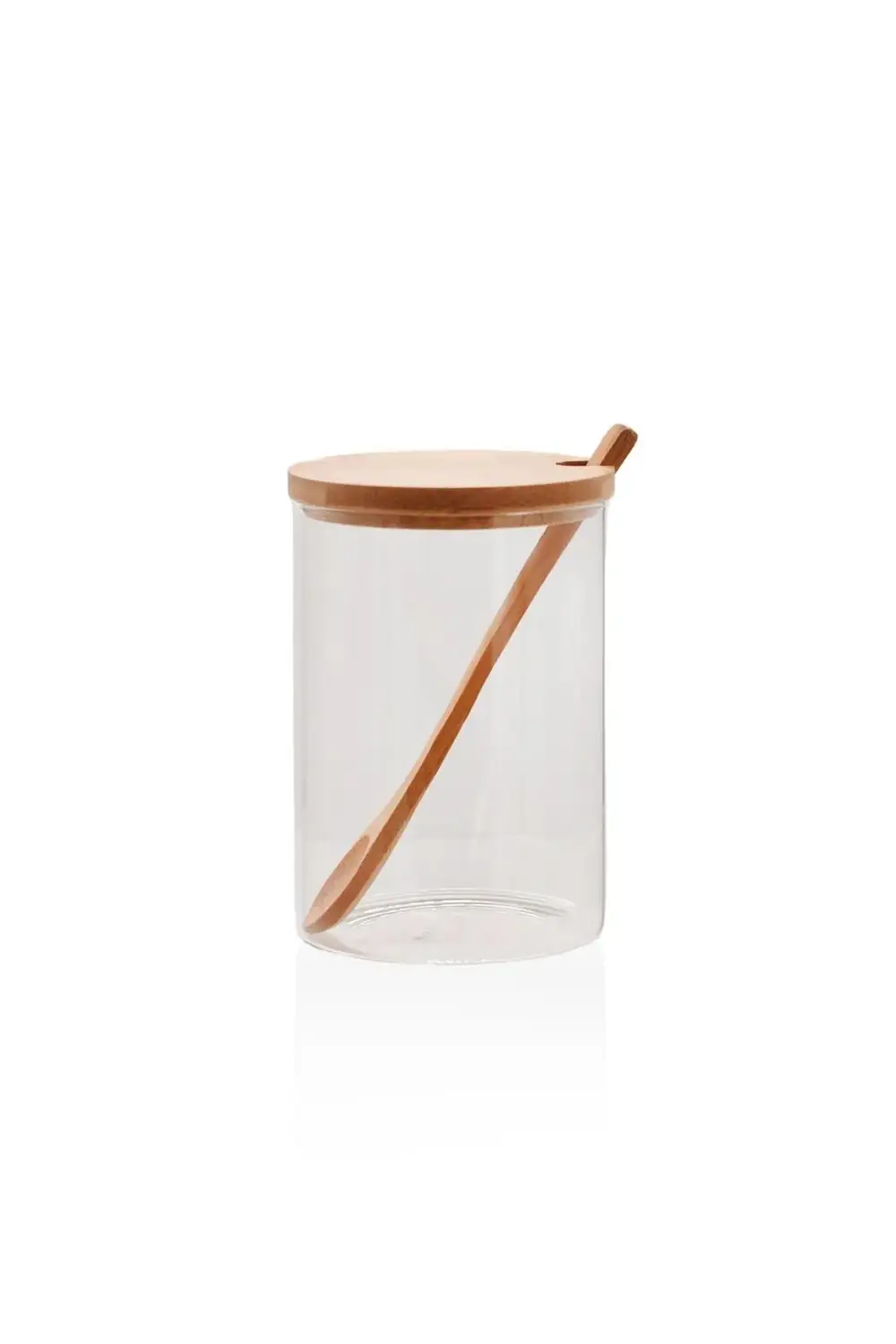 Bambu Kapaklı Borosilikat Cam Kavanoz 550 ml