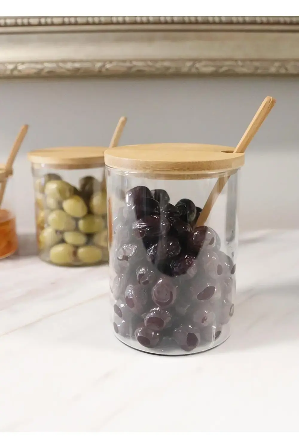 Bambu Kapaklı Borosilikat Cam Kavanoz 550 ml