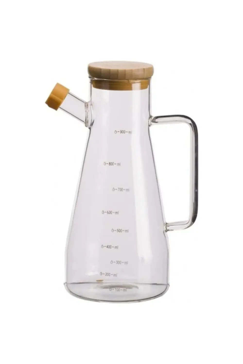 Bambu Kapaklı Borosilikat Cam Yağlık 900 ml