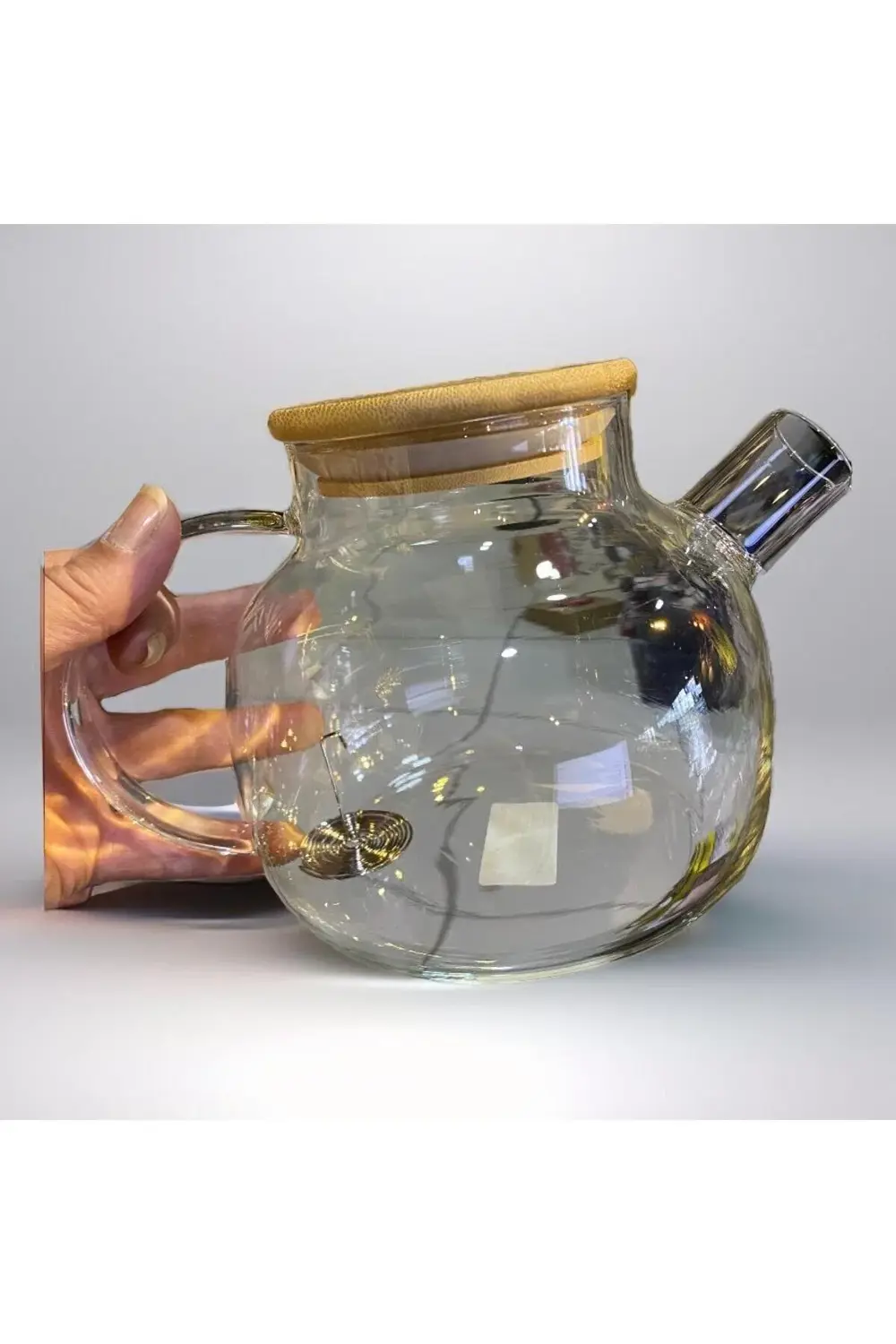 Bambu Kapaklı Cam Demlik